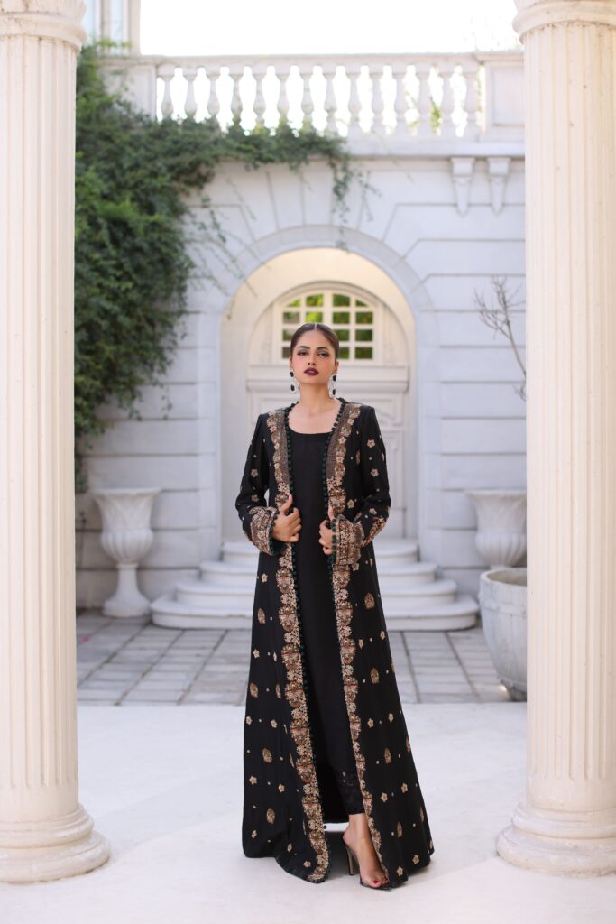 Black Front Open Gown