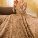Ash Grey Shimmery Kattan Tissue Organza Bridal Maxi - image 1