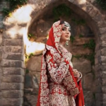 Red Chiffon Zardozi Bridal Ensemble - image 4