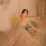 Ash Grey Shimmery Kattan Tissue Organza Bridal Maxi - image 2