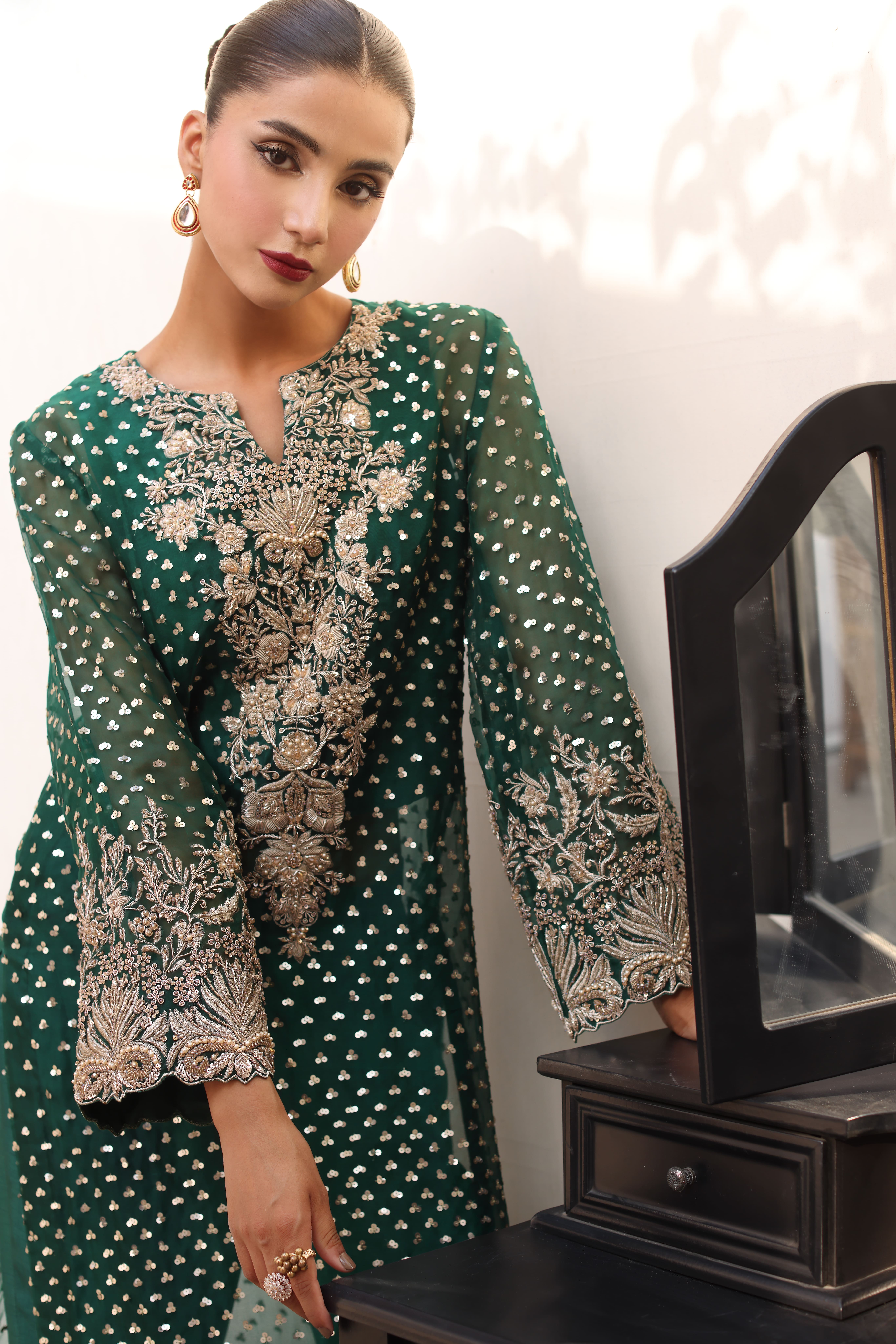 Emerald Green Organza Formal - image 3