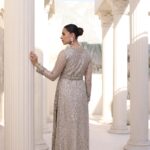 Ash Grey Shimmery Front Open Gown - image 4